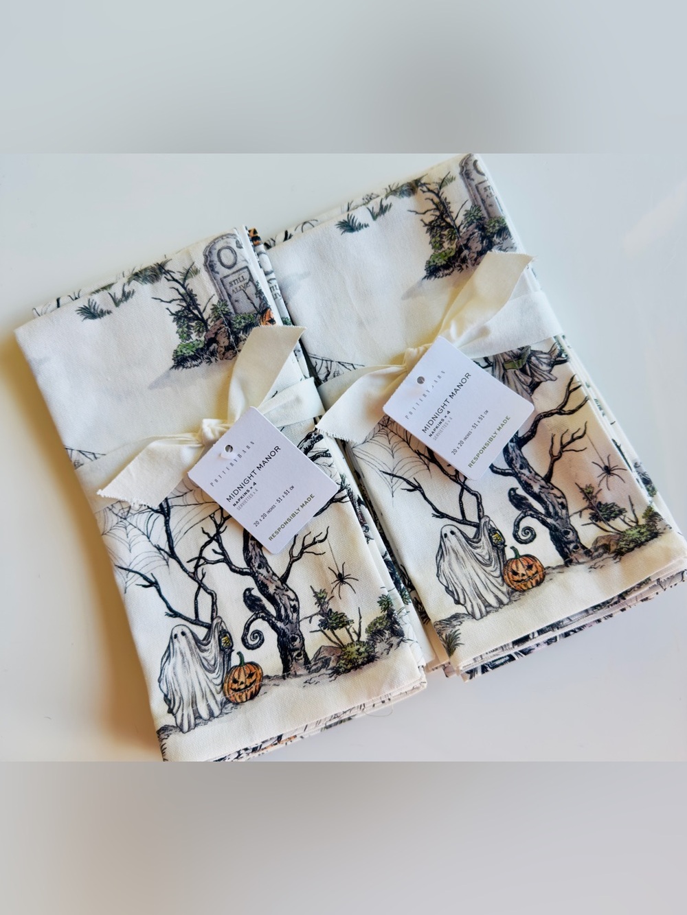 8 Pottery Barn Midnight Manor 100% Cotton Napkins, 20” sq, NWT, Retail $96